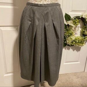 Lafayette 148 New York Kneelength Grey Midi Skirt Tulip Pleated Zip Closure 8